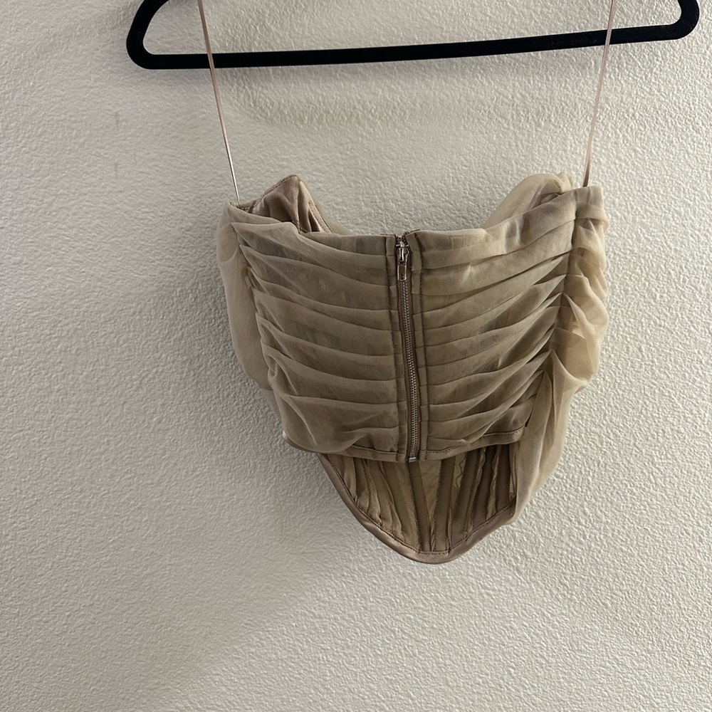 Elegant Tan Crop Top - Picture 6 of 7